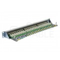 Patch panel RACK 19" kat.6 24p FTP z półką 1U szary