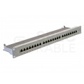 Patch panel RACK 19" kat.6 24p FTP z półką 1U szary