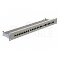 Patch panel RACK 19" kat.6 24p FTP z półką 1U szary