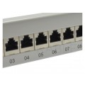 Patch panel RACK 19" kat.6 24p FTP z półką 1U szary