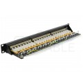 Patch panel RACK 19" kat.6 24p STP z półką czarny Alantec