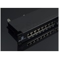 Patch panel RACK 19" kat.6 24p STP z półką czarny Alantec