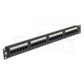 Patch panel RACK 19" kat.6 24p UTP 1U czarny NEKU