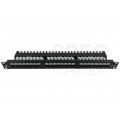 Patch panel RACK 19" kat.6 24p UTP z półką 1U czarny Alantec