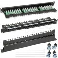 Patch panel RACK 19" kat.6 24p UTP z półką 1U czarny ATEL