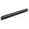 Patch panel RACK 19" kat.6 24p UTP z półką 1U czarny BLANK