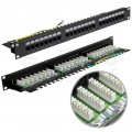 Patch panel RACK 19" kat.6 24p UTP z półką 1U czarny BLANK