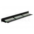 Patch panel RACK 19" kat.6 24p UTP z półką 1U czarny NEKU