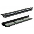 Patch panel RACK 19" kat.6 24p UTP z półką 1U czarny NEKU