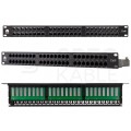 Patch panel RACK 19" kat.6 48p UTP z półką 1U NEKU