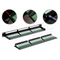 Patch panel RACK 19" kat.6 48p UTP z półką 1U NEKU