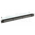 Patch panel RACK 19" kat.6A 24p FTP z półką 1U czarny