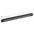 Patch panel RACK 19" kat.6A 24p FTP z półką 1U czarny ATEL