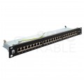 Patch panel RACK 19" kat.6A 24p FTP z półką 1U czarny NEKU