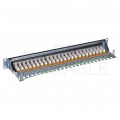 Patch panel RACK 19" kat.6A 24p FTP z półką 1U czarny NEKU