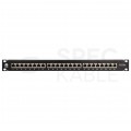 Patch panel RACK 19" kat.6A 24p FTP z półką 1U czarny NEKU