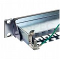 Patch panel RACK 19" kat.6A 24p FTP z półką 1U czarny NEKU