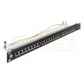 Patch panel RACK 19" kat.6A 24p FTP z półką 1U czarny NEKU