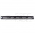 Patch panel RACK 19" kat.6A 24p FTP z półką 1U czarny NEKU