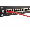 Patch panel RACK 19" kat.6A 24p FTP z półką 1U czarny NEKU