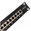 Patch panel RACK 19" kat.6A 24p FTP z półką 1U czarny NEKU