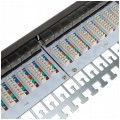 Patch panel RACK 19" kat.6A 24p FTP z półką 1U czarny NEKU