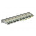 Patch panel RACK 19" kat.6A 24p FTP z półką 1U szary Telegärtner