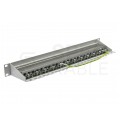 Patch panel RACK 19" kat.6A 24p FTP z półką 1U szary Telegärtner