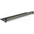 Patch panel RACK 19" kat.6A 24p STP z półką 1U czarny DataGate+ Molex