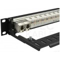 Patch panel RACK 19" kat.6A 24p STP z półką 1U czarny DataGate+ Molex