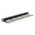 Patch panel telefoniczny RACK 19" kat.3 50xRJ45 8P4C 1U szary