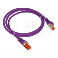 Patchcord S/FTP kat.6A PiMF kabel sieciowy LAN 2x RJ45 linka LSOH fioletowy 0,25m Alantec