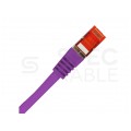 Patchcord S/FTP kat.6A PiMF kabel sieciowy LAN 2x RJ45 linka LSOH fioletowy 0,25m Alantec