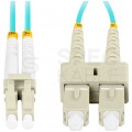 Patchcord światłowodowy MM LC/UPC-SC/UPC duplex 3mm OM3 aqua 0,5m LANBERG