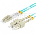 Patchcord światłowodowy MM LC/UPC-SC/UPC duplex 3mm OM3 aqua 1m LANBERG