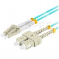 Patchcord światłowodowy MM LC/UPC-SC/UPC duplex 3mm OM3 aqua 2m LANBERG