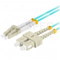 Patchcord światłowodowy MM LC/UPC-SC/UPC duplex 3mm OM3 aqua 3m LANBERG