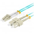 Patchcord światłowodowy MM LC/UPC-SC/UPC duplex 3mm OM3 aqua 5m LANBERG
