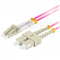 Patchcord światłowodowy MM LC/UPC-SC/UPC duplex 3mm OM4 magenta 0,5m LANBERG