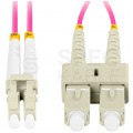 Patchcord światłowodowy MM LC/UPC-SC/UPC duplex 3mm OM4 magenta 5m LANBERG