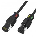 Patchcord U/UTP kat.6A LSOH kabel sieciowy LAN 2x RJ45 z obrotowych klipsem identyfikacyjnym czarny 3m WireArte MagicTouch
