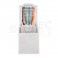 Patchcord UTP kat.5e kabel sieciowy LAN 2x RJ45 kątowy linka biały 2m Goobay