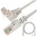 Patchcord UTP kat.5e kabel sieciowy LAN 2x RJ45 kątowy linka biały 3m