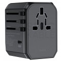 Podróżny adapter zasilania z ładowarką 2x USB (5V / 2,4A) + USB typ-C Quick Charge 3.0 Power Delivery 18W (9V / 2A) [12V / 1,5A]