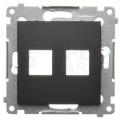 Pokrywa gniazd Keystone podwójna SIMON 54 na 2 gniazda komputerowe LAN RJ45 czarna matowa Kontakt Simon DKP2.01/49