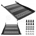 Półka regulowana do szafy RACK 19" 1U 650mm (750mm) czarna NEKU