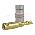 PROLINK Premium TBC-052 Wtyk głośnikowy typu BANAN skręcany półotwarty pozłacany czerwony