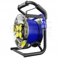 Przedłużacz budowlany zwijany na bębnie Rozgałęźnik Premium na 4 gniazda [2P+Z] 230V IP44 na niebieskim kablu PUR (H07BQ-F) 3x2,5mm2 30m Heavy KEL