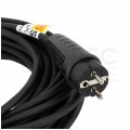 Przedłużacz elektryczny Kabel zasilający budowlany gumowy OW 3x2,5mm2 (wtyk / gniazdo z klapką) 16A IP44 czarny 10m