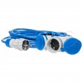 Przedłużacz elektryczny Kabel zasilający budowlany Premium poliuretanowy PUR (H07BQ-F) 3x1,5mm2 (wtyk / 3 gniazda z klapką) 16A IP54 niebieski 10m KEL